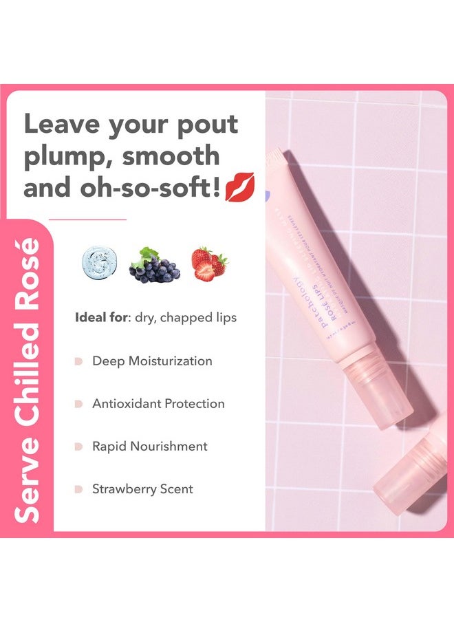 Patchology Rosé Lip Sleeping Mask - Overnight Lip Mask with Hyaluronic Acid and Resveratrol - Hydrating and Repairing Lip Gloss Treatment softens and heals dry cracked lips (14.7 ml)