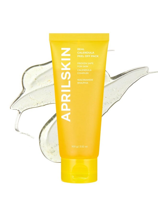 APRILSKIN Calendula Flower-Infused Facial Peel Off Mask, 3.52 fl. oz, PHA, BHA & Niacinamide gently exfoliates, removes impurities, improves uneven skin tone, and minimizes pores, Korean Skincare