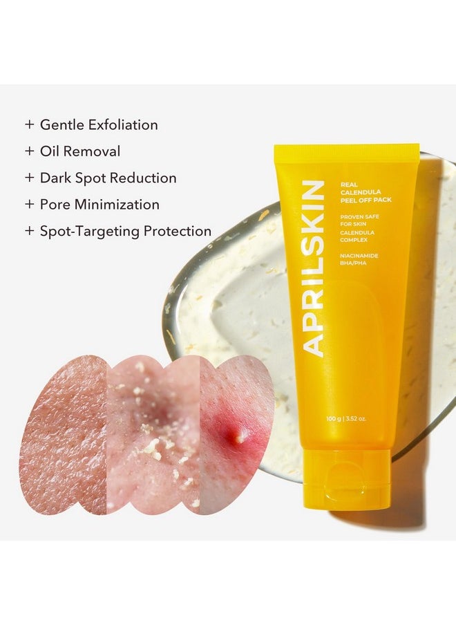APRILSKIN Calendula Flower-Infused Facial Peel Off Mask, 3.52 fl. oz, PHA, BHA & Niacinamide gently exfoliates, removes impurities, improves uneven skin tone, and minimizes pores, Korean Skincare