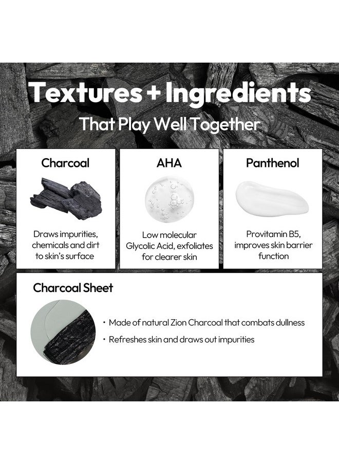 LAPCOS Charcoal Sheet Mask, Daily Face Mask with Salicylic Acid and Tea Tree Oil to Detoxify and Tighten Skin, Korean Beauty Favorite, 5-Pack