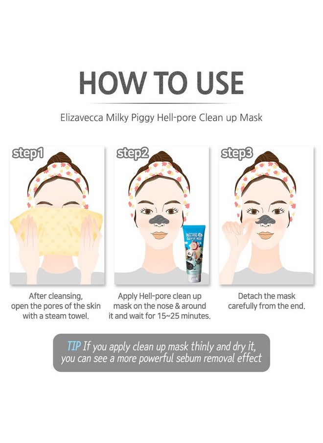 Elizavecca Milky Piggy Hell Pore Clean Up Mask 100ml/3.38 fl.oz. - Peel Off Mask, Charcoal Pore Strips, Pore Cleansing, Removes Dead Skin Cells, Removes Skin wastes, Pore Contraction