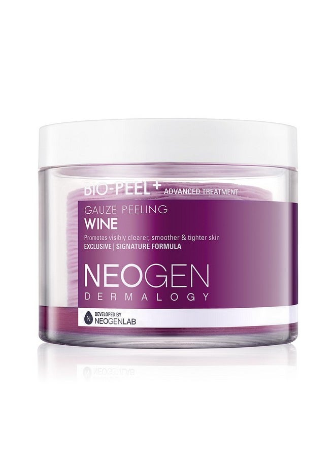 DERMALOGY by NEOGENLAB Bio-Peel Gauze Peeling Pads (Wine, 30 pads) - Exfoliating & Firming Peeling Pad with PHA & Red Wine & Resveratrol & Acid Hyaluronic - Korean Skin Care