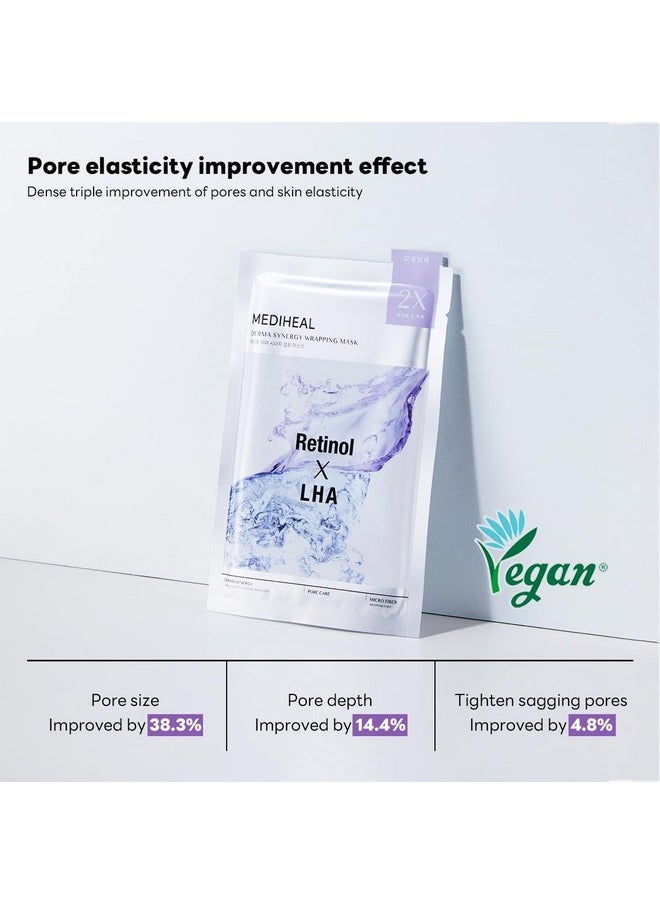 Mediheal Derma Synergy Wrapping Mask for Pore Elasticity (10 Packs) - Pore Spot & Improved Skin Balance with Retinol, LHA