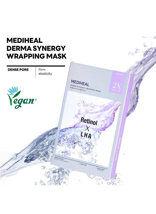 Mediheal Derma Synergy Wrapping Mask for Pore Elasticity (10 Packs) - Pore Spot & Improved Skin Balance with Retinol, LHA