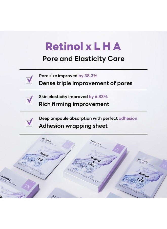 Mediheal Derma Synergy Wrapping Mask for Pore Elasticity (10 Packs) - Pore Spot & Improved Skin Balance with Retinol, LHA
