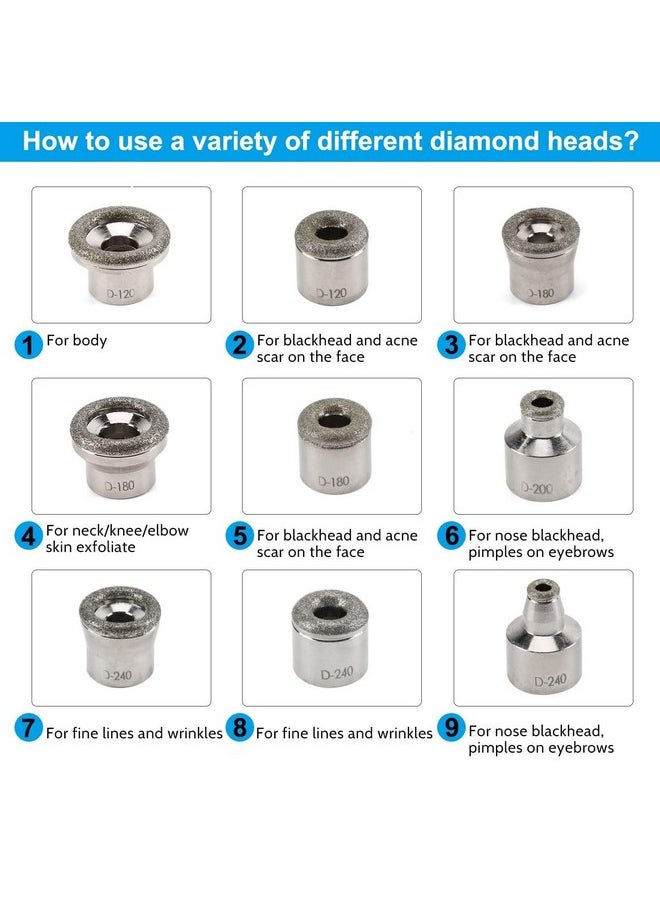 Diamond Dermabrasion Head Microdermabrasion Exfoliator Home Facial Dermabrasion Tool Dermabrasion Replacements 9Tips