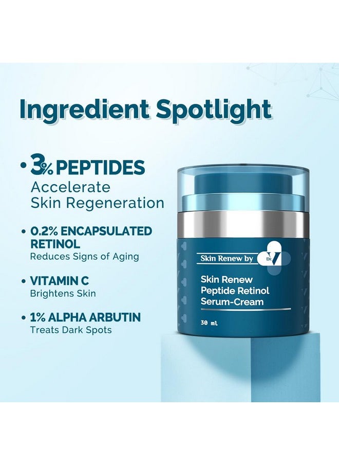 The Derma Co. x Dr.V Skin Renew Peptide Retinol Serum-Cream with Peptide & Retinol-30ml | 1% vv | Boosts Collagen|Brightens, Renews Skin to Give a Youthful Glow|Reduces Blemishes & Dark Spots