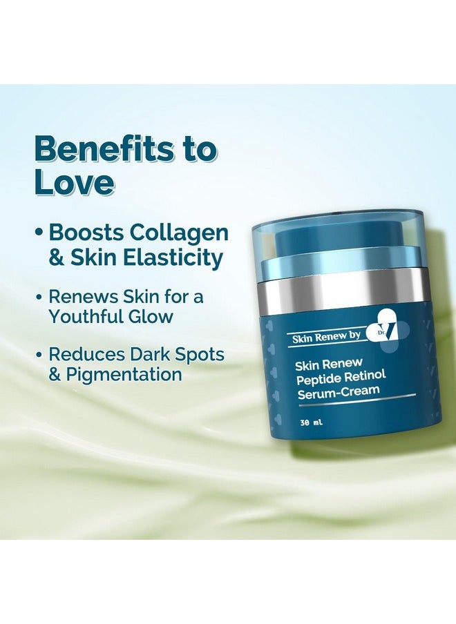 The Derma Co. x Dr.V Skin Renew Peptide Retinol Serum-Cream with Peptide & Retinol-30ml | 1% vv | Boosts Collagen|Brightens, Renews Skin to Give a Youthful Glow|Reduces Blemishes & Dark Spots