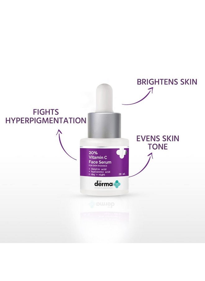 The Derma Co 20% Vitamin C Face Serum | For Skin Radiance | Brightens & Evens Skin | Fights Pigmentation - 20 ml