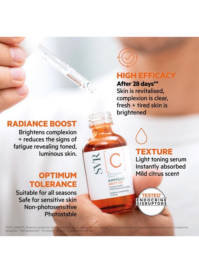 SVR Vitamin C Brightening Face Serum With 20% Optimized Vitamin C For Fine Lines, Uneven Skin Tone & Dull Skin. Improves Radiance & Firmness, 1 Fl.oz.