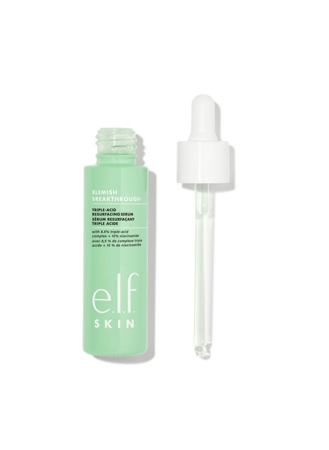 e.l.f. SKIN Blemish Breakthrough Triple-Acid Resurfacing Serum, Hydrating Night Serum For Fighting Blemishes, Helps Improve Skin Tone & Texture