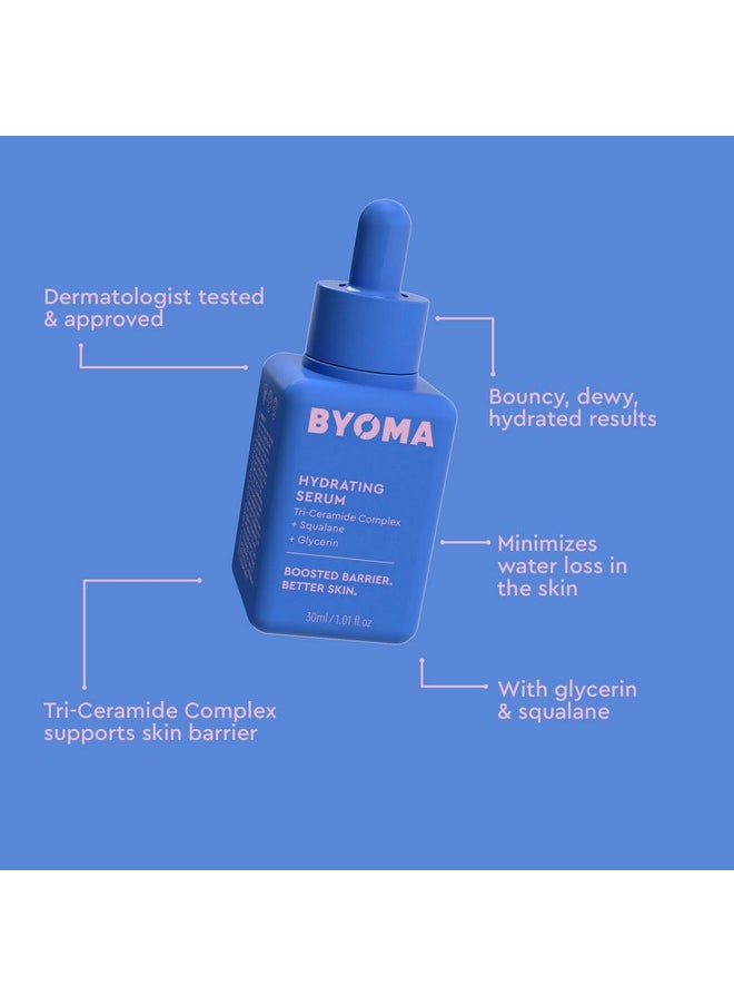 BYOMA Hydrating Serum - Moisturizing Facial Serum with Squalane, Glycerin & Ceramides - Hydrating for Glowing, Dewy Skin - 1.01 fl. oz