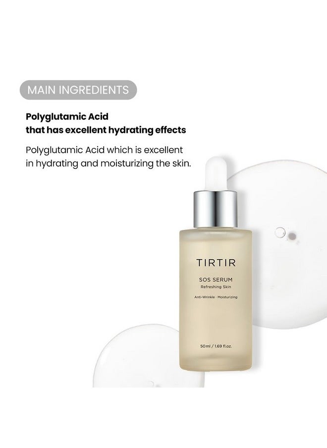 TIRTIR SOS Serum - Radiant Glow Boosting Face Serum - Plumping, Anti Aging, Hydrating - Visibly Smooth and Glowy Skin - Fragrance Free Serum for All Skin Types, 1.69 fl.oz.