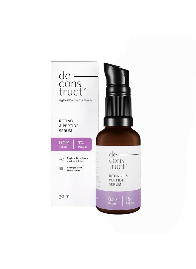 Deconstruct 0.2% Retinol Face Serum With 1% Peptide | Beginner Friendly | Anti Aging, Night Face Serum To Reduce Fine Lines & Wrinkles | For Men & Women | Beginner Friendly | 30 Ml