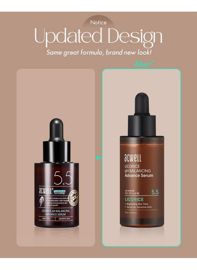 ACWELL Licorice pH Balancing Advanced Facial Serum Ampoule 1.01 fl.oz. - Radiance and Dark Spot care Face Serum for Dull Skin, Reduces Acne and Blemishes, Minimizes Fine Lines, Healthy Glow Skin