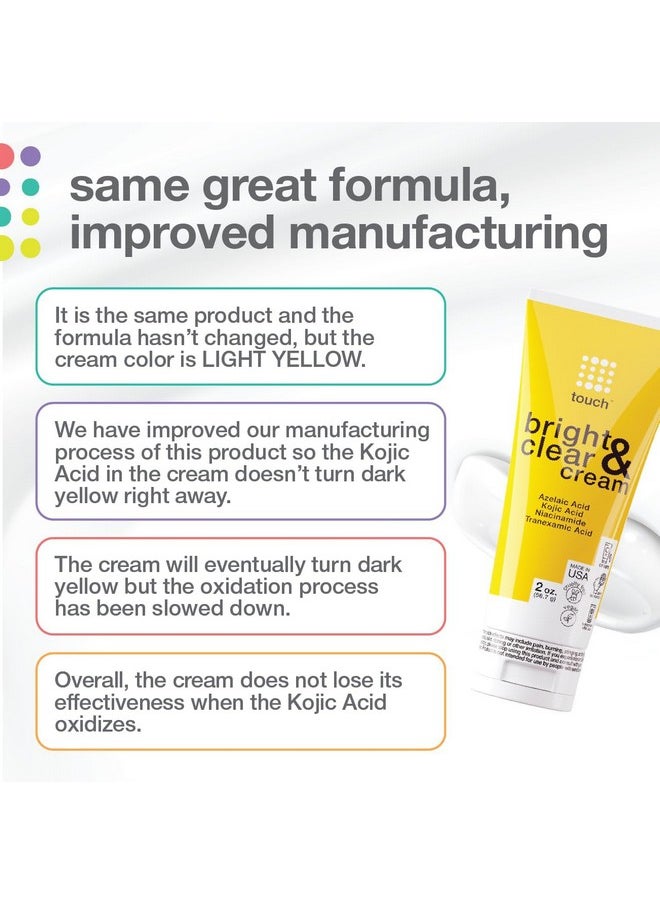 TOUCH Skin Bright Cream for Dark Spots on Face - Azelaic Acid with Kojic Acid, Tranexamic Acid, & Niacinamide - Age Spot, Sun Spot, and Melasma