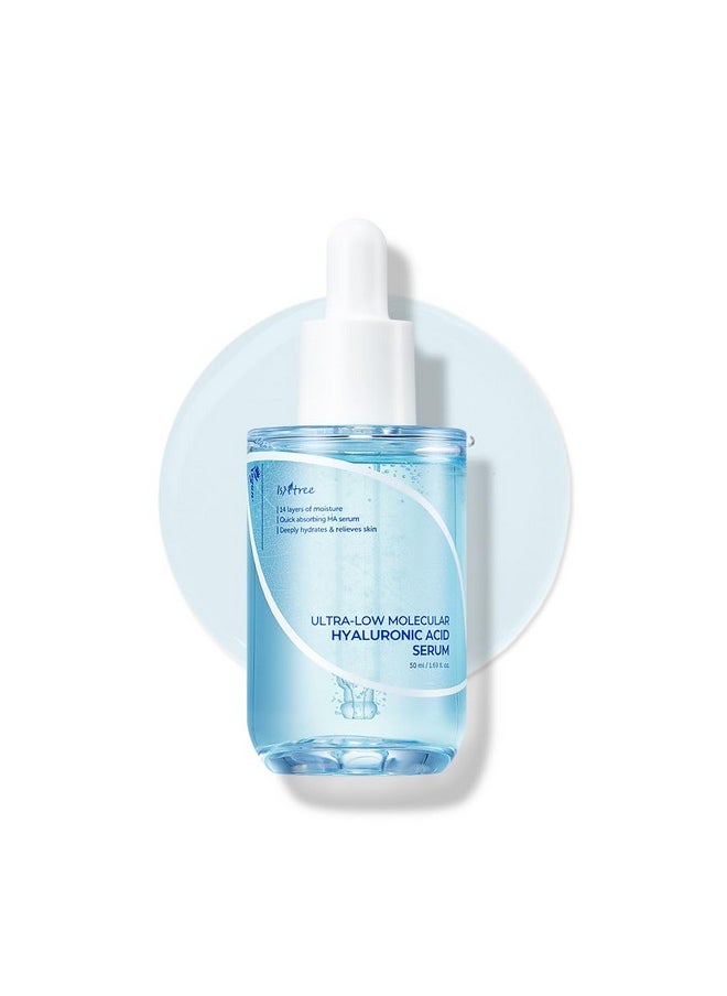 ISNTREE Ultra-low Molecular Hyaluronic Acid Serum 50ml, 1.69 fl.oz | Quick Absorbing | Deep Hydration & Skin Smoothing | Korean Skincare | Vegan Skincare