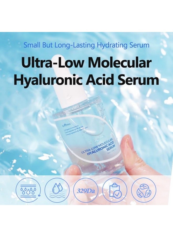 ISNTREE Ultra-low Molecular Hyaluronic Acid Serum 50ml, 1.69 fl.oz | Quick Absorbing | Deep Hydration & Skin Smoothing | Korean Skincare | Vegan Skincare