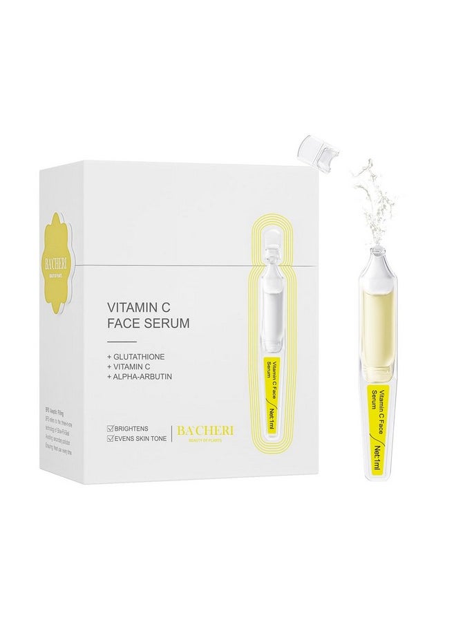 Vitamin C Serum for Face with Hyaluronic Acid, Glutathione, Organic Aloe Vera, Hydrating & Brightening Serum, Dark Spot Remover, Anti Aging Facial Serum, 15 Pcs/Box Ampoules