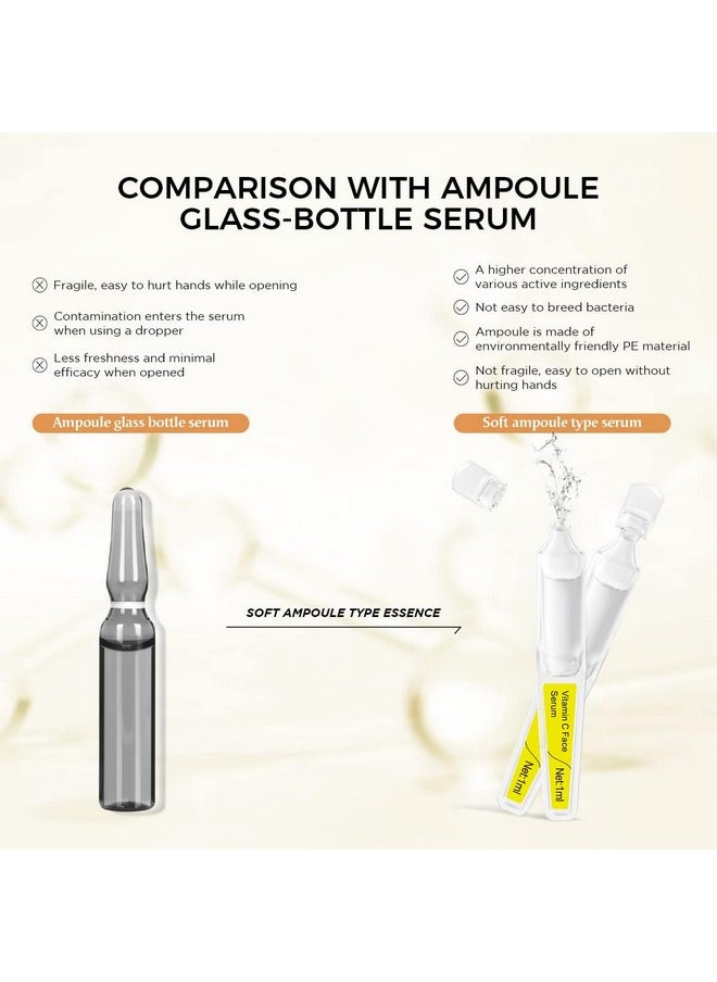 Vitamin C Serum for Face with Hyaluronic Acid, Glutathione, Organic Aloe Vera, Hydrating & Brightening Serum, Dark Spot Remover, Anti Aging Facial Serum, 15 Pcs/Box Ampoules
