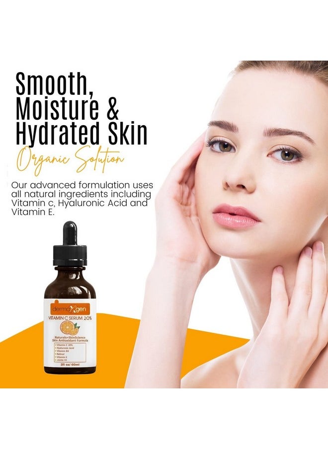 Dermaxgen 20% Vitamin C Serum + Hyaluronic Acid + Retinol + Vitamin E + Vitamin B PURE ORGANIC- Boost Skin Collagen, Moisturizer, Anti Aging & Wrinkle Facial Serum (2 FL OZ)