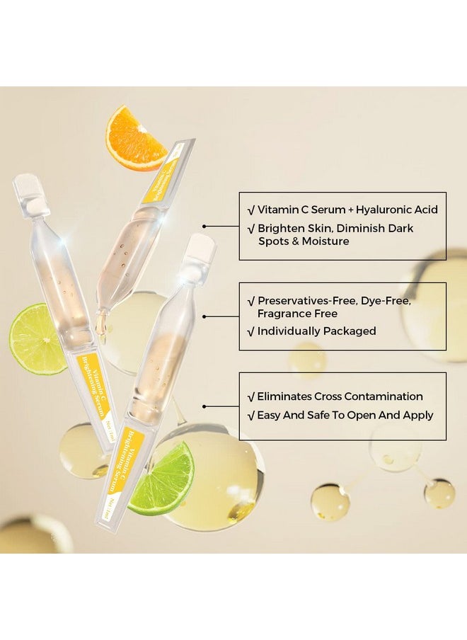 BACHERI Vitamin C Serum for Face with Hyaluronic Acid, Glutathione, Organic Aloe Vera, Hydrating & Brightening Serum, Dark Spot Remover, Anti Aging Facial Serum, 30 Ampoules
