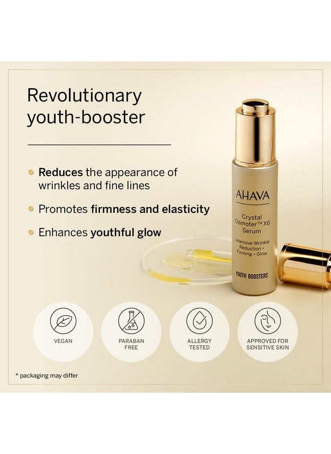 AHAVA Crystal Osmoter X6 Serum - Revolutionary Youth Booster & Intense Wrinkle Reduction, Enhances Youthful Glow & Firming, Enriched with Exclusive Blend of Dead Sea Osmoter & Jojoba Oil, 1 Fl.Oz