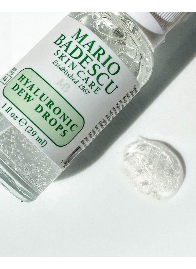 Mario Badescu Hyaluronic Dew Drops for All Skin Types | Hydrating Gel-Serum Hybrid for a Glass-like Glow | Formulated with Sodium Hyaluronate & Niacinamide | 1 FL OZ