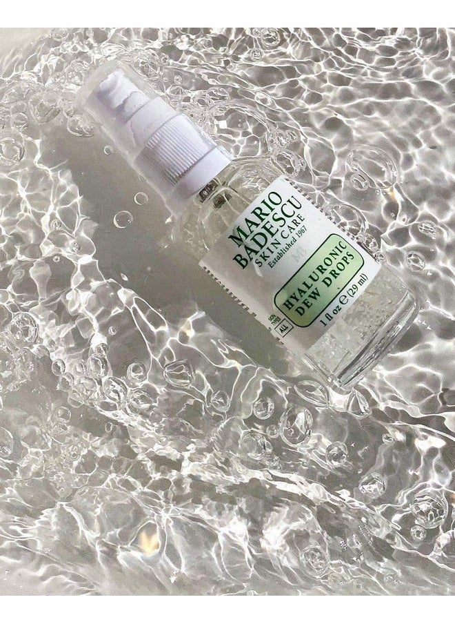 Mario Badescu Hyaluronic Dew Drops for All Skin Types | Hydrating Gel-Serum Hybrid for a Glass-like Glow | Formulated with Sodium Hyaluronate & Niacinamide | 1 FL OZ