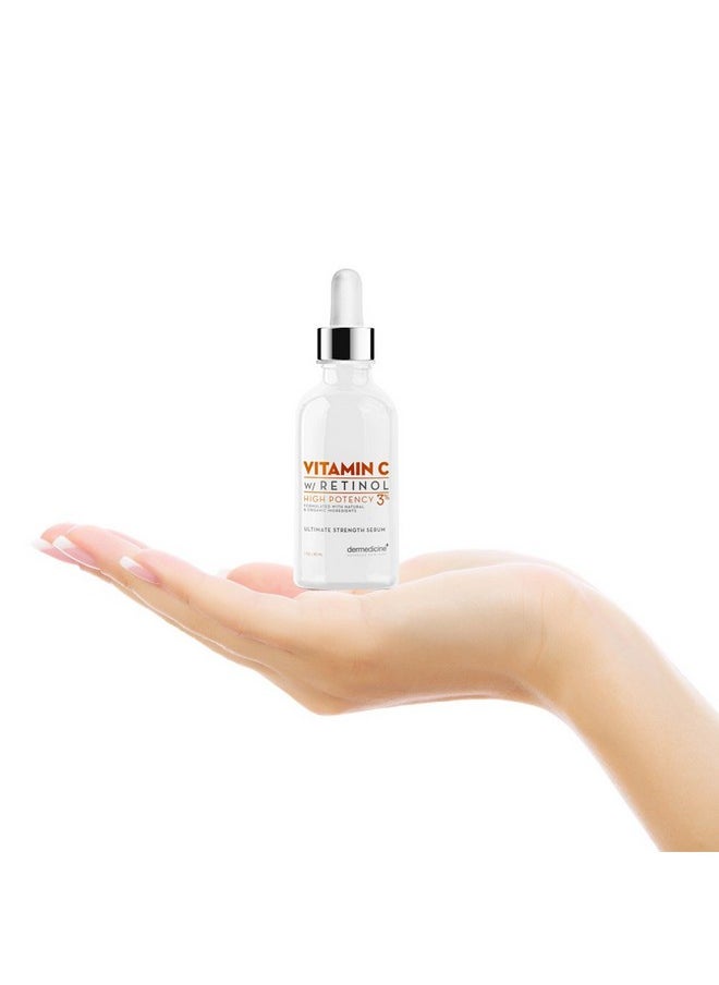 Vitamin C High Potency 3% Retinol Blend | Anti-Aging Serum for Face | Professional Grade Quality | Helps Reduce Appearance of Fine Lines & Wrinkles, Brightens and Improves Appearance of Skin Tone