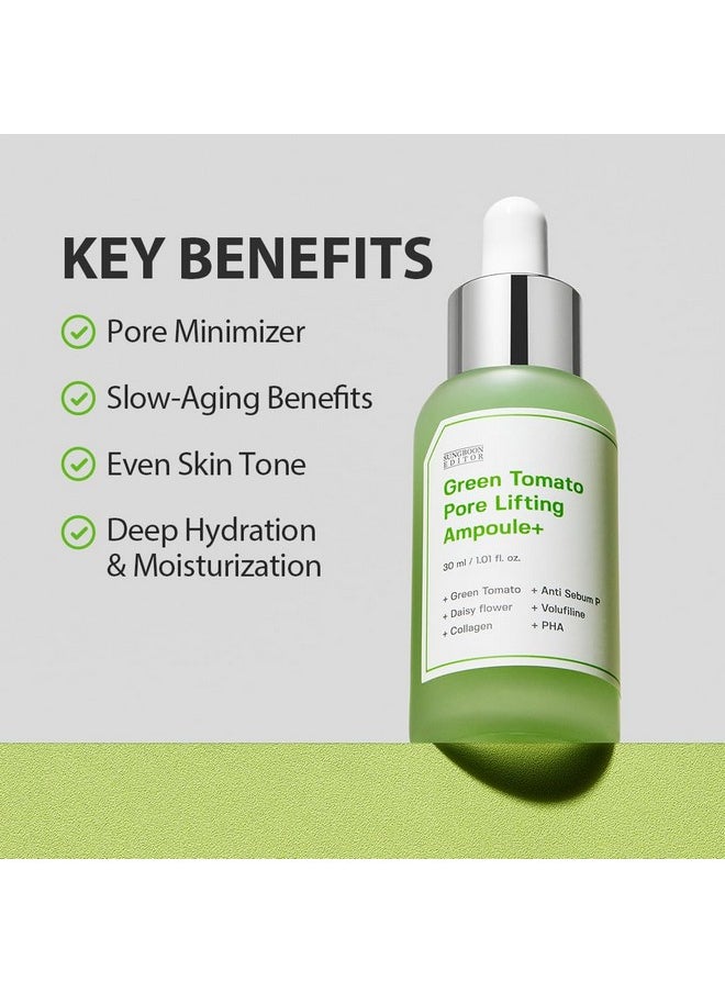 Sungboon Editor Green Tomato Pore Lifting Ampoule | Best Pore Minimizer for Face in Korea | Green Tomato Extract and Niacianamide Serum | Hydrating & Firming for Sensitive Skin | Korean Skincare