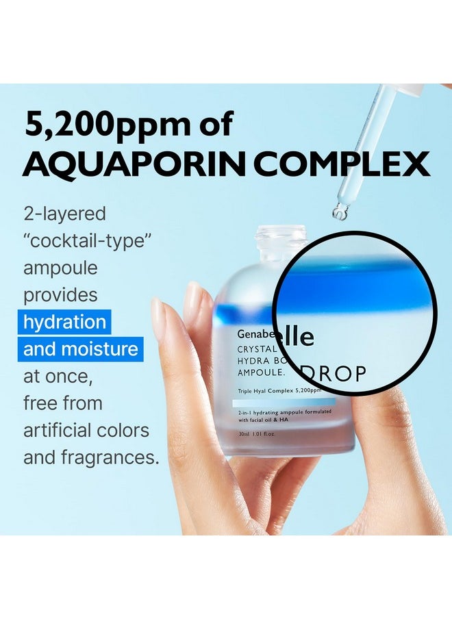 Genabelle Crystal Drop Hydra Booster Ampoule - Hydrating Serum with Hyaluronic Acid, Panthenol & Jojoba Oil for Skin Barrier and Glow - 1.01 fl.oz