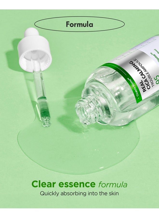 WELLAGE Real Cica Calming Trouble Ampoule - Korean Soothing Serum 95% Madecassoside, Rapid Soothing, Redness Relief, Sebum Control, Improves Freckles and Blemishes, for Acne-Prone Skin, 1.69 fl.oz