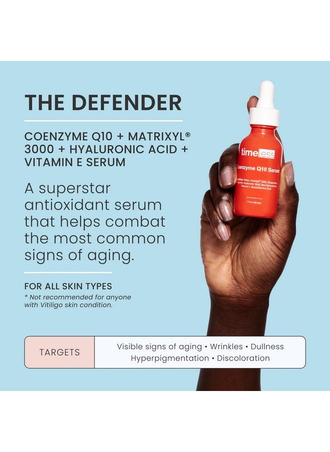 Timeless Skin Care Coenzyme Q10 Serum - Skin Care Serum for Smoothing Skin - Fragrance-Free Coenzyme Q10 Serum with Hyaluronic Acid - Antioxidant Serum for Skin Care - 1 oz