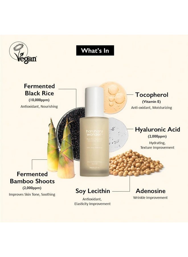 Haruharu Wonder Black Rice Hyaluronic Anti-Wrinkle Serum 1.6 fl. oz / 50 ml | Wrinkle Care, Skin Tightening