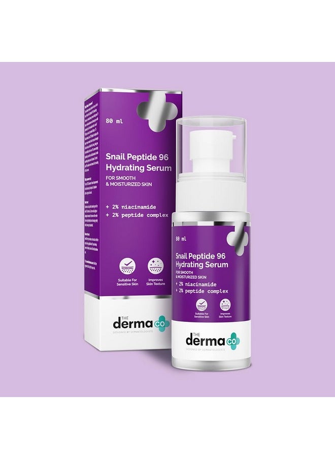 The Derma Co Snail Mucin 96 Hydrating Serum | Gives Up To 24-Hour Moisturization | Helps Enhance Skin Texture | Lightweight & Non-Greasy | 2.71 Fl Oz/80ml