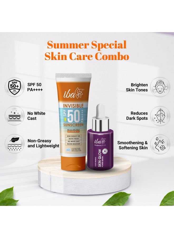 Iba Summer Special Skin Care Combo Vitamin C Serum 30ml + Matte Finish Sunscreen 100g | For Radiant Skin with Brighten Skin Tones and Sun Spots | Halal Certified & Vegan