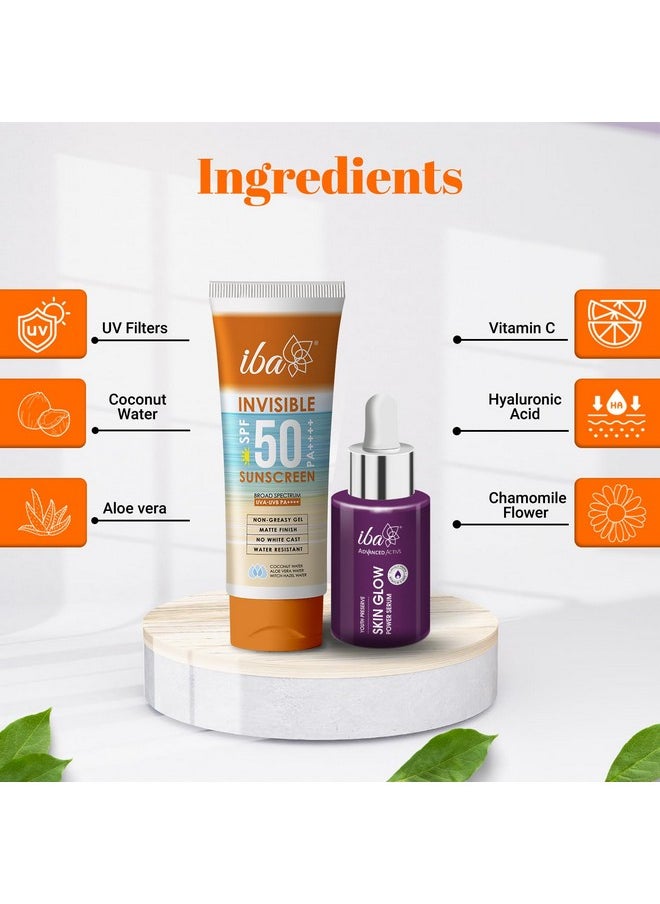 Iba Summer Special Skin Care Combo Vitamin C Serum 30ml + Matte Finish Sunscreen 100g | For Radiant Skin with Brighten Skin Tones and Sun Spots | Halal Certified & Vegan