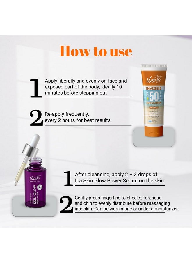 Iba Summer Special Skin Care Combo Vitamin C Serum 30ml + Matte Finish Sunscreen 100g | For Radiant Skin with Brighten Skin Tones and Sun Spots | Halal Certified & Vegan