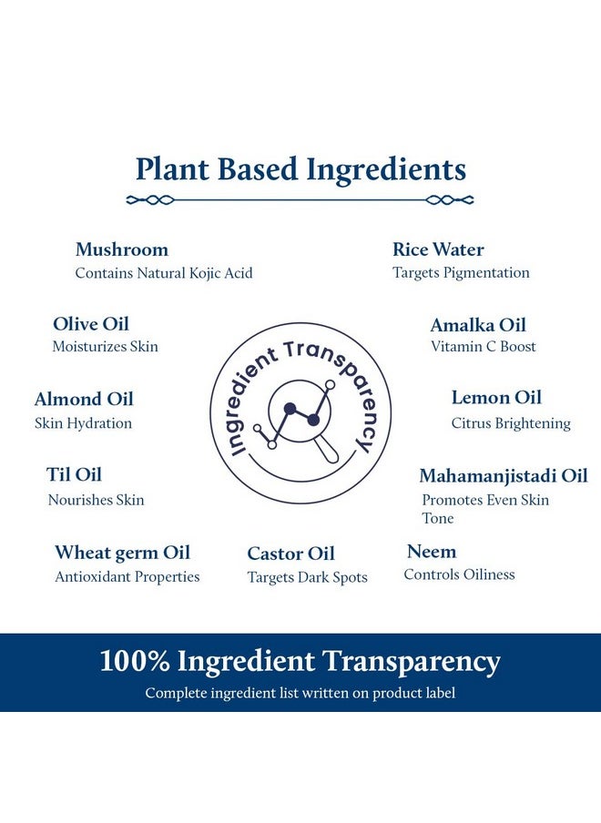 Blue Nectar Rice Water Kojic Acid Face Serum for Pigmentation & Dark Spots Removal | Anti Pigmentation Serum for Face with Mushroom (13 Herbs, 30ml)