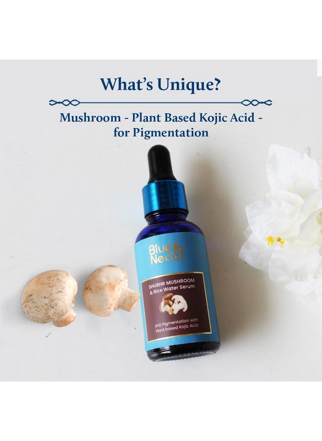 Blue Nectar Rice Water Kojic Acid Face Serum for Pigmentation & Dark Spots Removal | Anti Pigmentation Serum for Face with Mushroom (13 Herbs, 30ml)