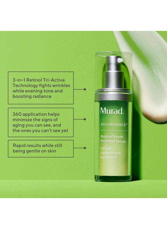 Murad Retinol Youth Renewal Serum - Rapid-Action Retinol Treatment for Face and Neck - Visibly Reduces Lines and Wrinkles, Firms and Smooths Skin, Nightly Use Formula - 1.0 Fl Oz
