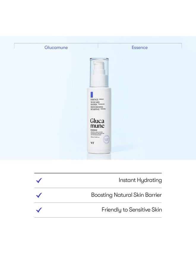 VT COSMETICS Glucamune Essence, Plant-based mucin, Soothing&Calming Essence for All Skin Types (3.38 Fl Oz/100ml)