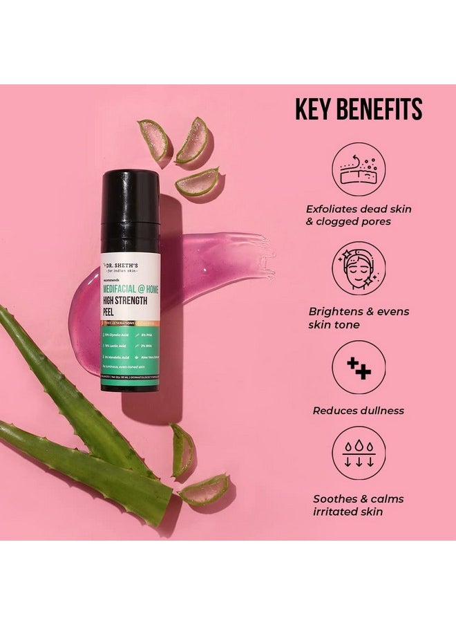 Dr. Sheth's Exfoliating Medifacial @ Home High Strength Peel | AHA BHA Peeling Solution for Luminous, Even-Toned Skin - 30ml