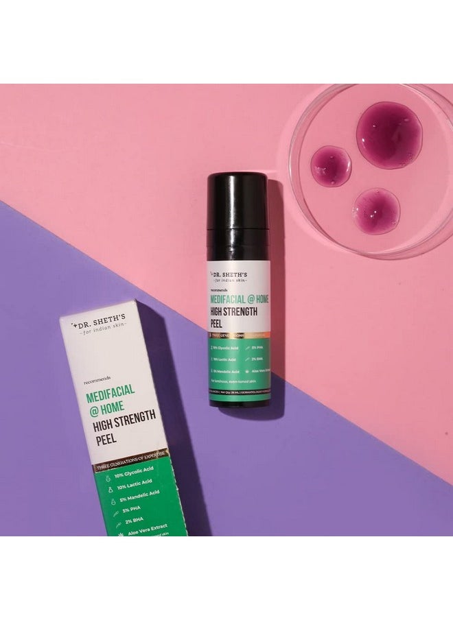 Dr. Sheth's Exfoliating Medifacial @ Home High Strength Peel | AHA BHA Peeling Solution for Luminous, Even-Toned Skin - 30ml