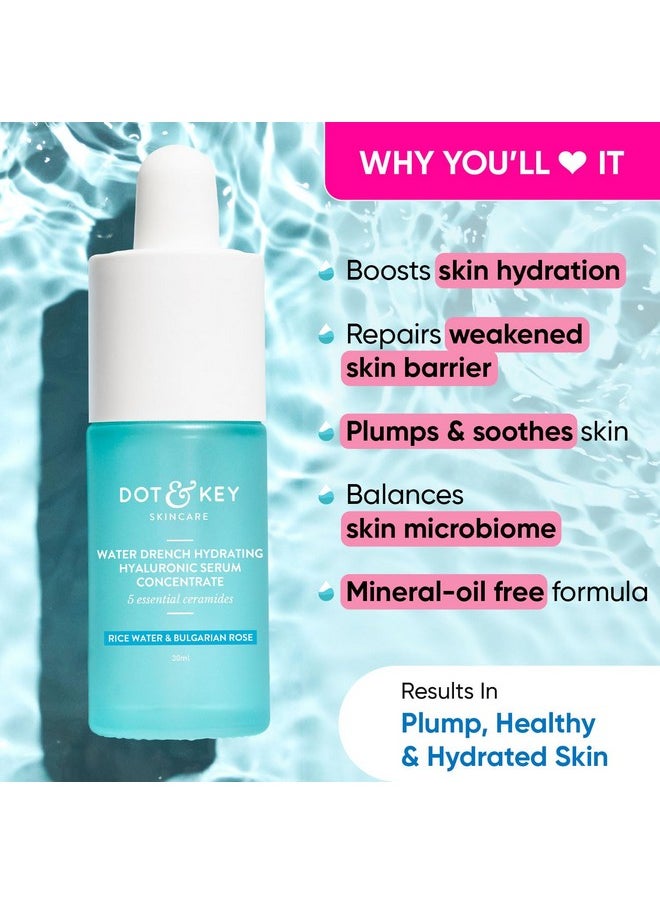 Dot & Key Hydrating Hyaluronic Acid Serum With Vitamin C + E | For Plump, Glowing Skin | Face Serum for Dry Skin, Oily & Normal Skin | With Ceramide & Acai Berry | 30ml