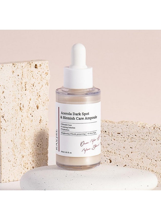 Acerola Dark Spot Blemish Care Ampoule - Helps lightening & Anti-Wrinkle, 3-Day Intensive Melasma & Blemish Improvements, Vitamin C Concentrate, Hypoallergenic & Dermatologically Tested