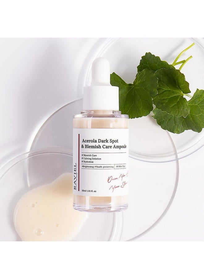 Acerola Dark Spot Blemish Care Ampoule - Helps lightening & Anti-Wrinkle, 3-Day Intensive Melasma & Blemish Improvements, Vitamin C Concentrate, Hypoallergenic & Dermatologically Tested