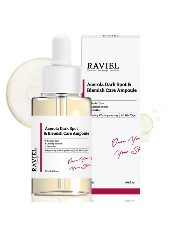 Acerola Dark Spot Blemish Care Ampoule - Helps lightening & Anti-Wrinkle, 3-Day Intensive Melasma & Blemish Improvements, Vitamin C Concentrate, Hypoallergenic & Dermatologically Tested