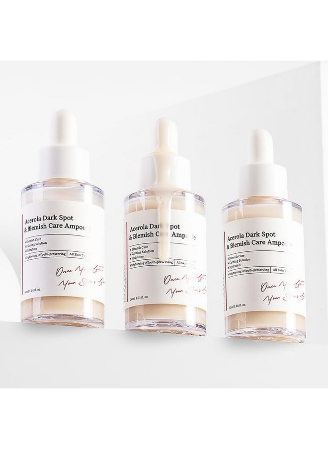 Acerola Dark Spot Blemish Care Ampoule - Helps lightening & Anti-Wrinkle, 3-Day Intensive Melasma & Blemish Improvements, Vitamin C Concentrate, Hypoallergenic & Dermatologically Tested